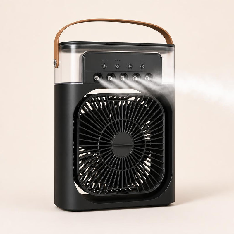 Mini Enfriador de Aire Portátil con Humidificador y Luz LED